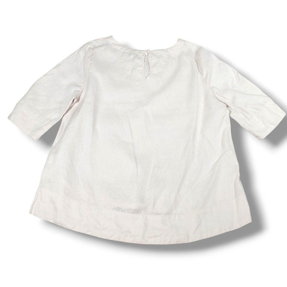 Sympli 100% Linen Top Womens L Pale Pink Balletcore 3/4 Sleeve Artsy Lagenlook